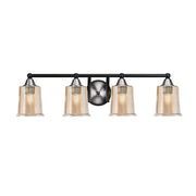 Toltec Paramount 4-Light Bath Bar | Modern Matte Black & Brushed Nickel with Amber Bubble Glass | Bathroom Vanity Light | 7.25 x 7.75 in | Model 3424-MBBN-5033