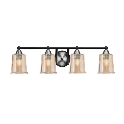 Toltec Paramount 4-Light Bath Bar | Modern Matte Black & Brushed Nickel with Amber Bubble Glass | Bathroom Vanity Light | 7.25 x 7.75 in | Model 3424-MBBN-5033