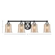 Toltec Paramount 4-Light Bath Bar | Modern Matte Black & Brushed Nickel with Amber Bubble Glass | Bathroom Vanity Light | 7.25 x 7.75 in | Model 3424-MBBN-5033