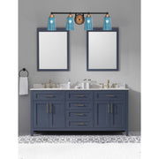 Toltec Paramount 4-Light Bath Bar | Modern Matte Black and Brass with Blue Gradient Glass | Bathroom Vanity Light | 7.25 x 8.75 in | Model 3424-MBBR-265