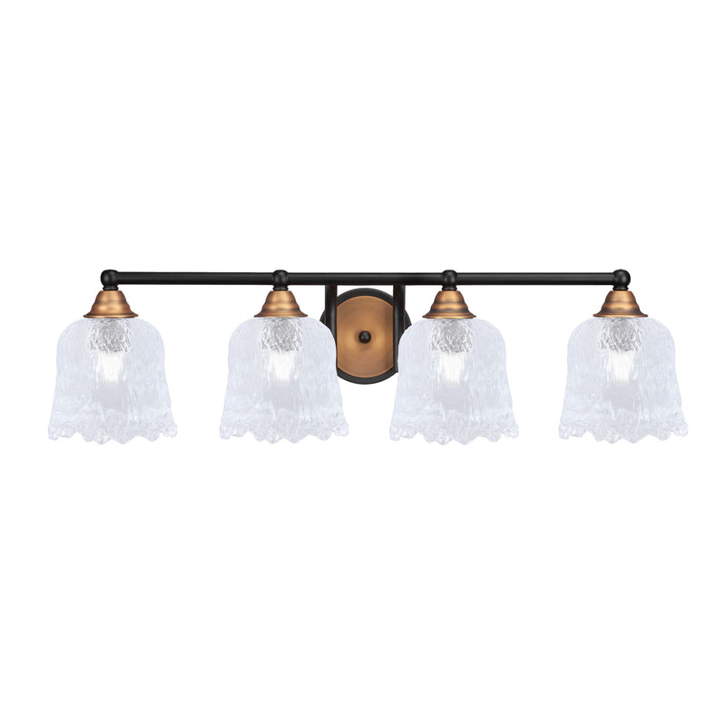 Toltec Paramount 4-Light Bath Bar | Modern Matte Black and Brass with Clear Lava Glass | Bathroom Vanity & Powder Room | 8.75 in H | Model 3424-MBBR-4230