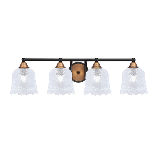 Toltec Paramount 4-Light Bath Bar | Modern Matte Black and Brass with Clear Lava Glass | Bathroom Vanity & Powder Room | 8.75 in H | Model 3424-MBBR-4230