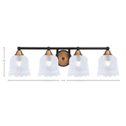 Toltec Paramount 4-Light Bath Bar | Modern Matte Black and Brass with Clear Lava Glass | Bathroom Vanity & Powder Room | 8.75 in H | Model 3424-MBBR-4230