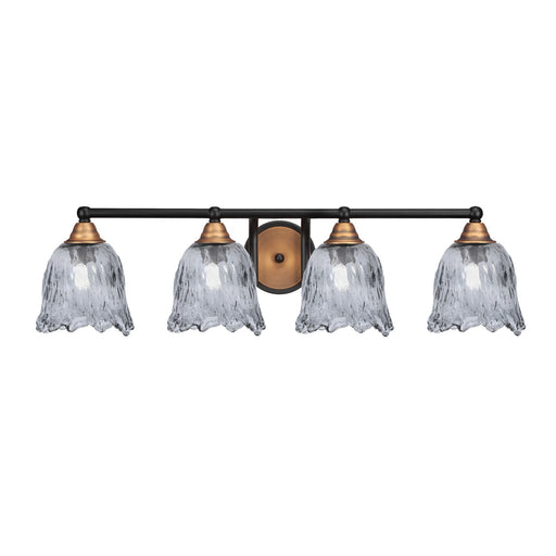 Toltec Paramount 4-Light Bath Bar | Modern Matte Black and Brass with Smoke Lava Glass | Bathroom Vanity & Powder Room | 8.75 in H | Model 3424-MBBR-4232