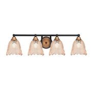 Toltec Paramount 4-Light Bath Bar | Modern Matte Black and Brass with Amber Lava Glass | Bathroom Vanity & Powder Room | 8.75 in H | Model 3424-MBBR-4233