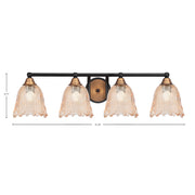 Toltec Paramount 4-Light Bath Bar | Modern Matte Black and Brass with Amber Lava Glass | Bathroom Vanity & Powder Room | 8.75 in H | Model 3424-MBBR-4233