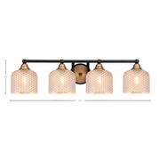 Toltec Paramount 31in 4-Light Bath Bar | Matte Black & Brass Steel and Amber Textured Glass | Bathroom Vanity Lighting | 31 x 8 x 7.5 in | Model 3424-MBBR-4613