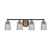 Toltec Paramount 4-Light Bath Bar | Modern Matte Black and Brass with Smoke Bubble Glass | Bathroom Vanity Light | 7.25 x 7.75 in | Model 3424-MBBR-5032