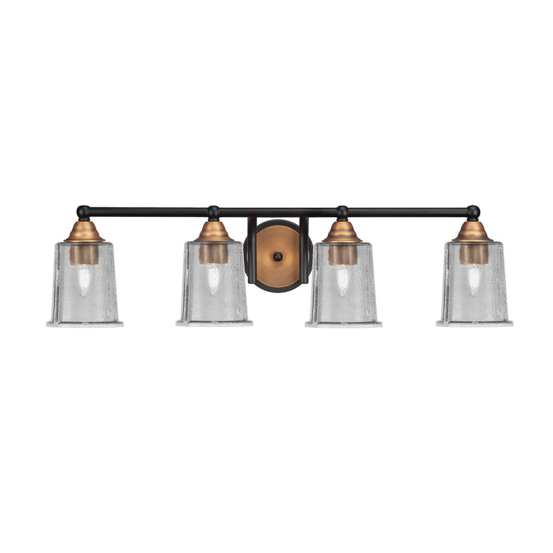Toltec Paramount 4-Light Bath Bar | Modern Matte Black and Brass with Smoke Bubble Glass | Bathroom Vanity Light | 7.25 x 7.75 in | Model 3424-MBBR-5032