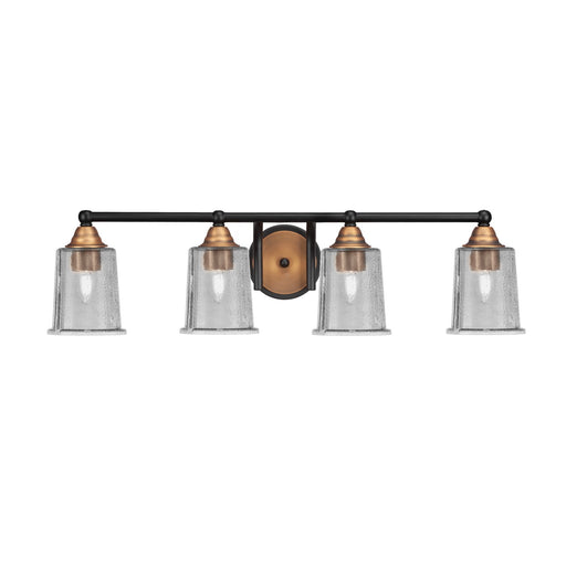 Toltec Paramount 4-Light Bath Bar | Modern Matte Black and Brass with Smoke Bubble Glass | Bathroom Vanity Light | 7.25 x 7.75 in | Model 3424-MBBR-5032