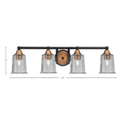 Toltec Paramount 4-Light Bath Bar | Modern Matte Black and Brass with Smoke Bubble Glass | Bathroom Vanity Light | 7.25 x 7.75 in | Model 3424-MBBR-5032