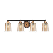 Toltec Paramount 4-Light Bath Bar | Modern Matte Black and Brass with Amber Bubble Glass | Bathroom Vanity & Powder Room | 7.75 in H | Model 3424-MBBR-5033