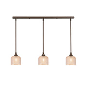 Toltec Stem 38in 3-Light Linear Pendant | Bronze Steel and Amber Textured Glass | Kitchen Island & Dining Room | 38.25 x 6 x 7.25 in | Model 36-BRZ-4613