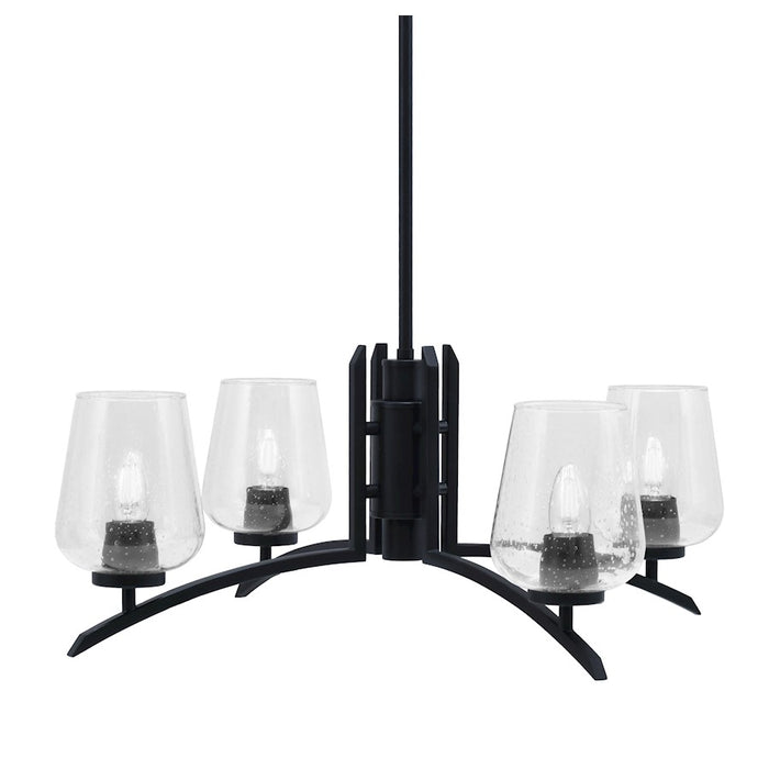 Toltec Kurve 4Lt Chandelier, Black, 5" Clear Bubble - 3704-MB-210