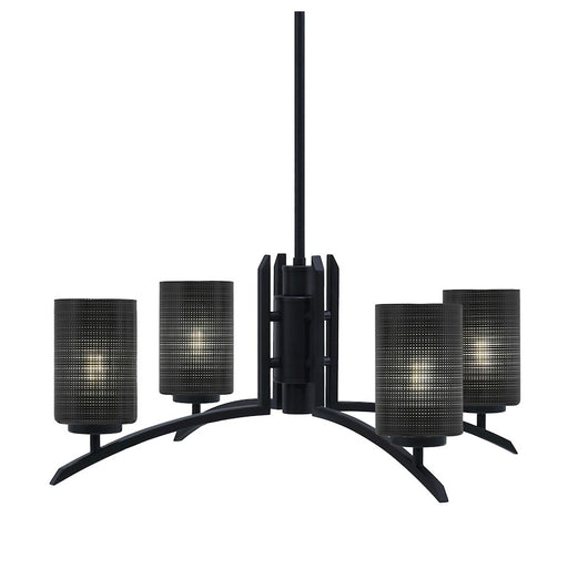 Toltec Kurve 4Lt Chandelier, Black, 4" Black Matrix - 3704-MB-4069