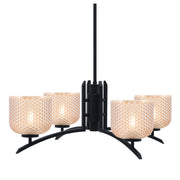 Toltec Kurve 27.5in 4-Light Chandelier | Modern Matte Black Steel and Amber Textured Glass | Dining Room & Kitchen Island | 27.5 x 10 in | Model 3704-MB-4613