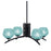 Toltec Kurve 4Lt Chandelier, Black, 6" Turquoise Textured - 3704-MB-4625