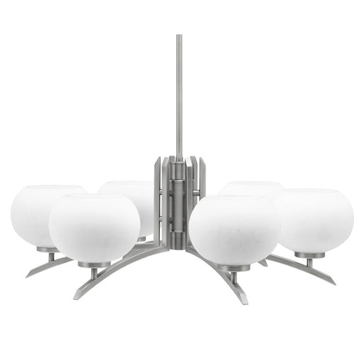 Toltec Kurve 6Lt Chandelier, Graphite, 7" White Muslin - 3706-GP-212