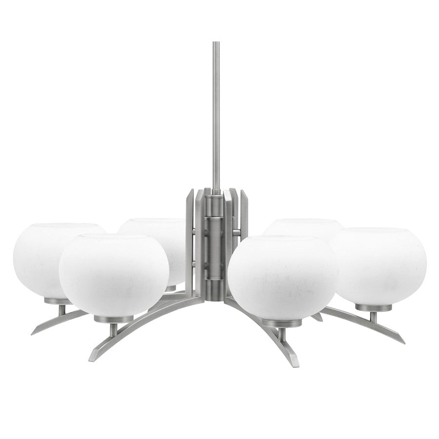 Toltec Kurve 6Lt Chandelier, Graphite, 7" White Muslin - 3706-GP-212