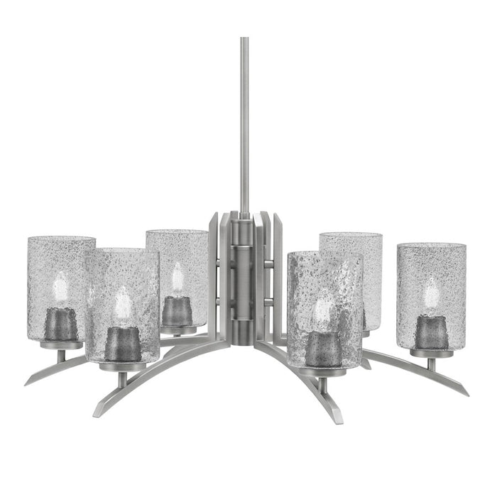 Toltec Kurve 6Lt Chandelier, Graphite, 4" Smoke Bubble - 3706-GP-3002