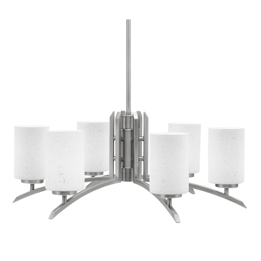 Toltec Kurve 6Lt Chandelier, Graphite, 4" White Muslin - 3706-GP-310