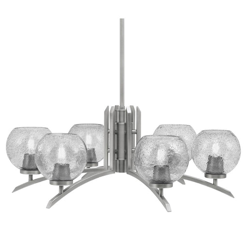 Toltec Kurve 6Lt Chandelier, Graphite, 5.75" Smoke Bubble - 3706-GP-4102