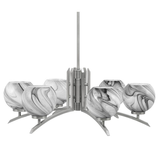 Toltec Kurve 6Lt Chandelier, Graphite, 5.75" Onyx Swirl - 3706-GP-4109