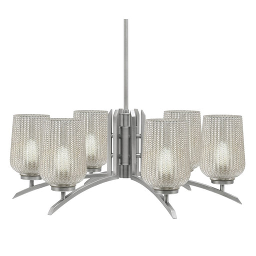 Toltec Kurve 6Lt Chandelier, Graphite, 6" Silver Textured - 3706-GP-4253