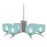 Toltec Kurve 4615 6Lt Chandelier, Graphite, 6" Turquoise Textured - 3706-GP-4615