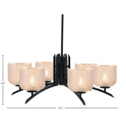 Toltec Kurve 27.5in 6-Light Chandelier | Modern Matte Black Steel and Amber Textured Glass | Dining Room & Kitchen Island | 27.5 x 10.5 in | Model 3706-MB-4613