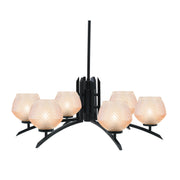 Toltec Kurve 27.5in 6-Light Chandelier | Modern Matte Black Steel and Amber Textured Glass | Dining Room & Entryway | 27.5 x 10.5 in | Model 3706-MB-4623