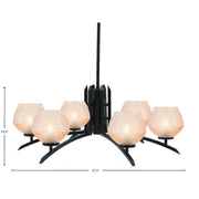 Toltec Kurve 27.5in 6-Light Chandelier | Modern Matte Black Steel and Amber Textured Glass | Dining Room & Entryway | 27.5 x 10.5 in | Model 3706-MB-4623