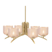 Toltec Kurve 27.5in 6-Light Chandelier | Modern New Age Brass Steel and Amber Textured Glass | Dining Room & Kitchen Island | 27.5 x 10.5 in | Model 3706-NAB-4613