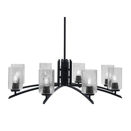 Toltec Kurve 8Lt Chandelier, Black, 4" Smoke Bubble - 3708-MB-3002