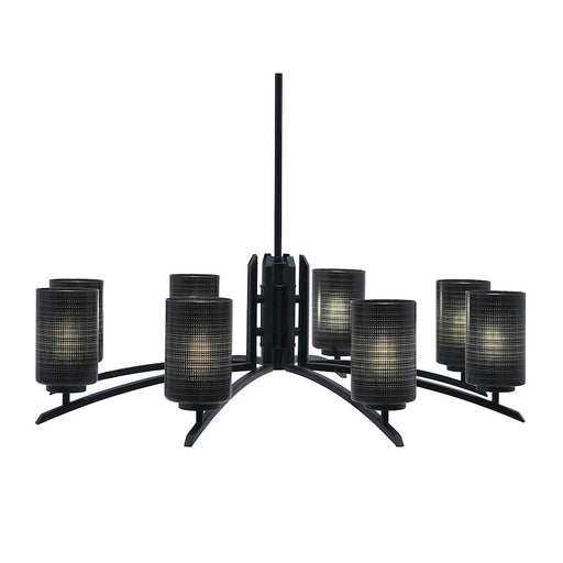 Toltec Kurve 8Lt Chandelier, Black, 4" Black Matrix - 3708-MB-4069