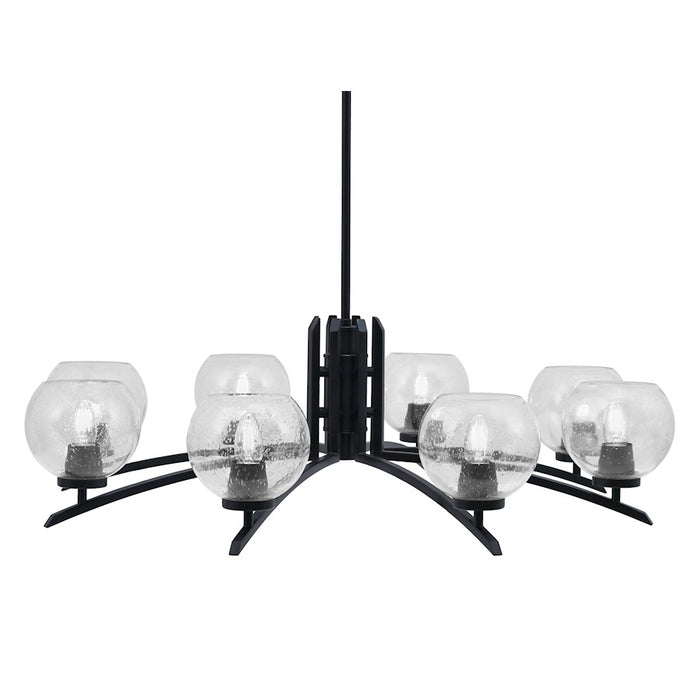 Toltec Kurve 8Lt Chandelier, Black, 5.75" Clear Bubble - 3708-MB-4100