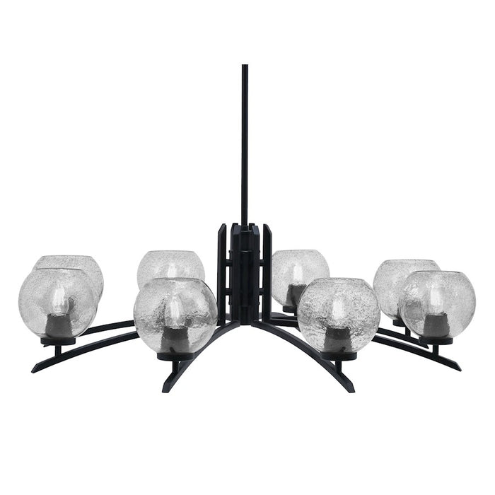 Toltec Kurve 8Lt Chandelier, Black, 5.75" Smoke Bubble - 3708-MB-4102