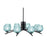 Toltec Kurve 4605 8Lt Chandelier, Black, 6" Turquoise Textured - 3708-MB-4605