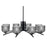 Toltec Kurve 4612 8Lt Chandelier, Black, 6" Smoke Textured - 3708-MB-4612