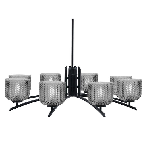 Toltec Kurve 4612 8Lt Chandelier, Black, 6" Smoke Textured - 3708-MB-4612