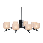 Toltec Kurve 36in 8-Light Chandelier | Modern Matte Black Steel and Amber Textured Glass | Dining Room & Entryway | 36 x 36 x 10.25 in | Model 3708-MB-4613