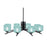 Toltec Kurve 4615 8Lt Chandelier, Black, 6" Turquoise Textured - 3708-MB-4615