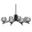 Toltec Kurve 4622 8Lt Chandelier, Black, 6" Smoke Textured - 3708-MB-4622