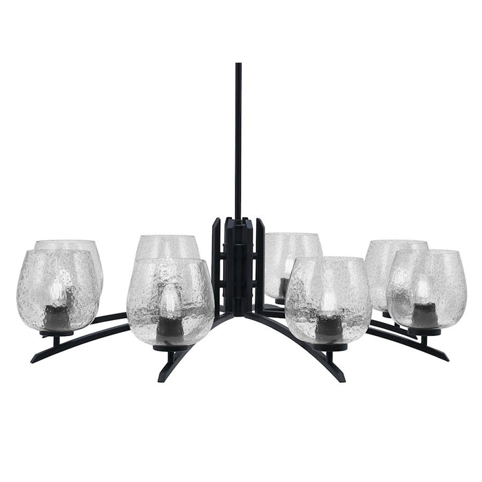 Toltec Kurve 8Lt Chandelier, Black, 6" Smoke Bubble - 3708-MB-4812