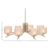 Toltec Kurve 36in 8-Light Chandelier | Modern New Age Brass Steel and Amber Textured Glass | Dining Room & Entryway | 36 x 36 x 10.25 in | Model 3708-NAB-4613