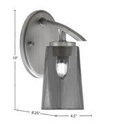 Toltec Kurve 10in 1-Light Wall Sconce | Modern Graphite and Smoke Bubble Glass | Bedroom & Hallway Accent Light | Model 3720-GP-262
