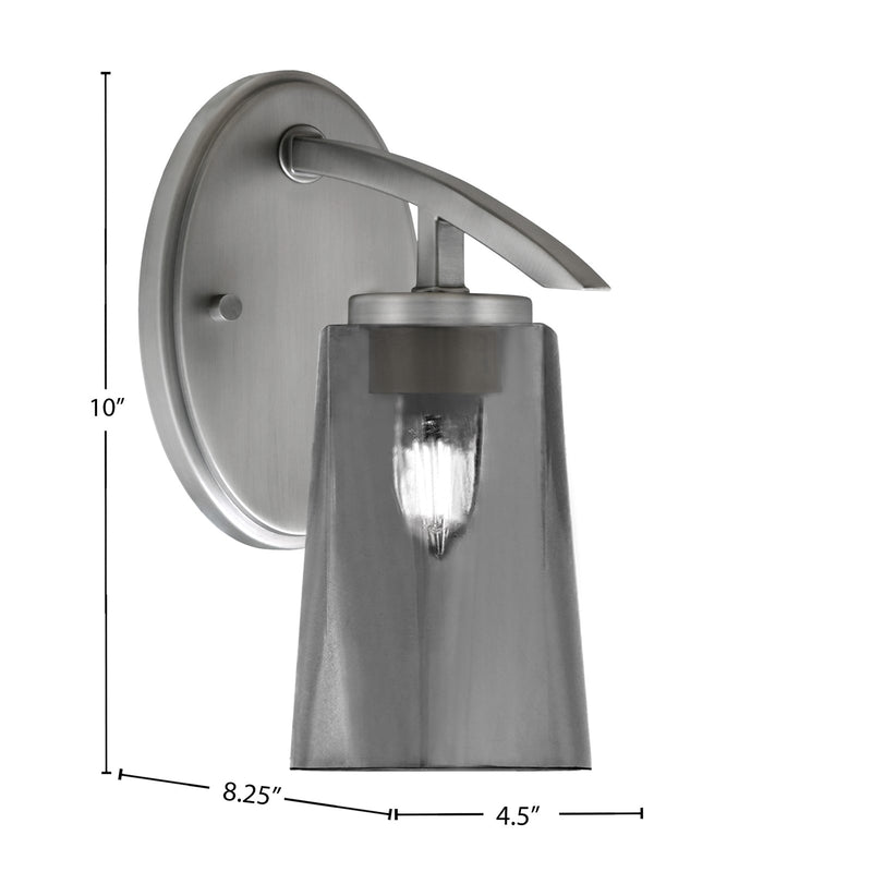 Toltec Kurve 10in 1-Light Wall Sconce | Modern Graphite and Smoke Bubble Glass | Bedroom & Hallway Accent Light | Model 3720-GP-262