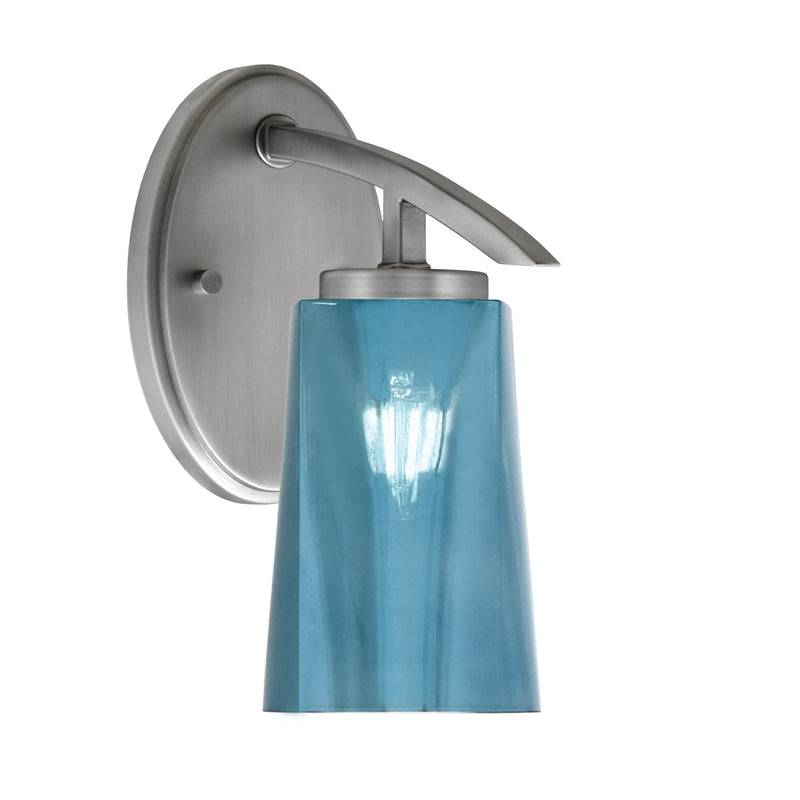 Toltec Kurve 10in 1-Light Wall Sconce | Modern Graphite and Blue Gradient Glass | Bedroom & Hallway Accent Light | Model 3720-GP-265