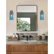 Toltec Kurve 10in 1-Light Wall Sconce | Modern Graphite and Blue Gradient Glass | Bedroom & Hallway Accent Light | Model 3720-GP-265