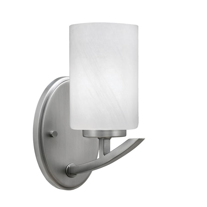 Toltec Kurve 1Lt Downlight Wall Sconce, Graphite, 4" White Marble - 3720-GP-3001